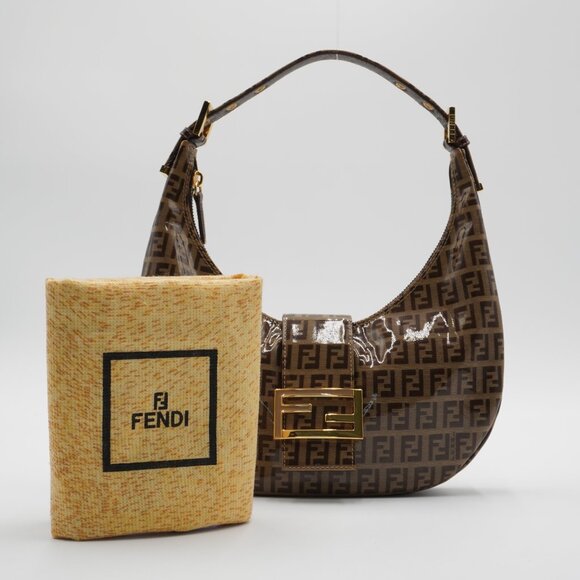 *SOLD* Fendi Vinyl Zucchino Canvas Croissant Bag - Picture 1 of 5